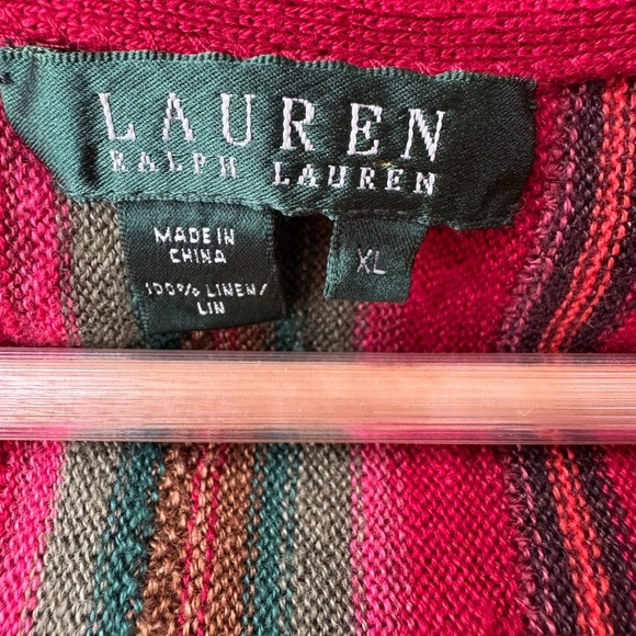 Lauren Ralph Lauren Multicolor Striped Linen Wrap Blouse Size L - Picture 3 of 9